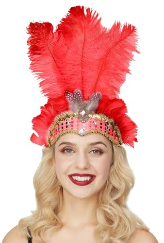 Karneval Kopfbedeckung Stirnbänder mit Federn, Feder Kopfschmuck Federschmuck Rosa, Brasilianischer Feder Kopfschmuck Federkopfschmuck Tänzerin Federkopfschmuck Accessoires Fasching Cosplay