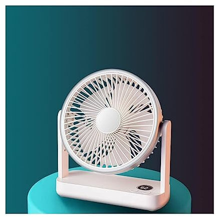 Ventilatore da tavolo 4 impostazioni di velocità Ventilatore piccolo, ventilatore da tavolo ricaricabile tramite USB con display a LED, ventola di raffreddamento ad aria portatile con testa vibrante