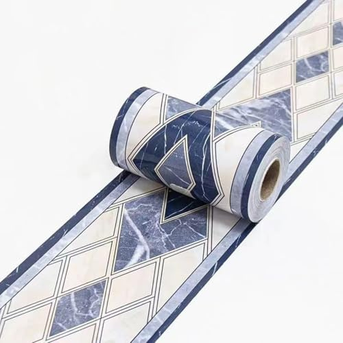 VisitRyl Frise Murale Autocollante Marbre bleu moderne 10cm X 1000cm Adhésive Réutilisable pour Décoration Intérieure Facile à Poser