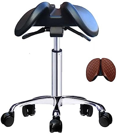 Sattelhocker Ergonomischer Sattelstuhl mit Geteiltem Sitz, Sattelstuhl mit Gasdruckfederverstellung für Zahnarzt, Krankenhaus, Kosmetik, Massage und Spa, 360° Drehbarer Bürostuhl mit Rollen(52-70cm(20