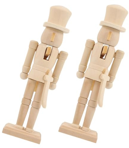 LABRIMP 2 Pièces Casse Noisette à Peindre Lot de Soldats Inachevés pour Bricolage Décoration de Noël Artisanale DIY Cadeau Adulte