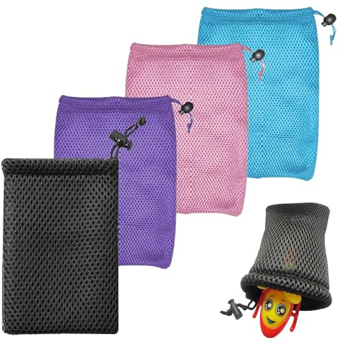 Sacchetti Rete Nylon Piccoli 4 Pezzi Borsa con Coulisse 10x15 cm Neri per Caricabatterie Cuffie Chiavi Mini Accessori da Viaggio casa Ufficio