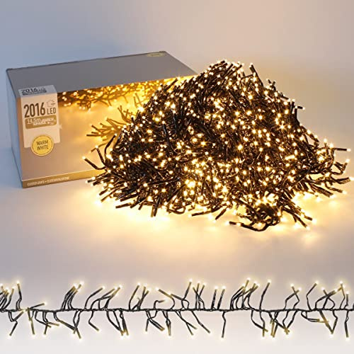 ECD Germany LED Büschel Lichterkette 14,5m 2016 LEDs Warmweiß, Strombetrieb, IP44 Wasserdicht, Innen/Außen, Weihnachtsbeleuchtung Weihnachtsbaum Cluster Lichterkette Büschellichterkette Büschelkette