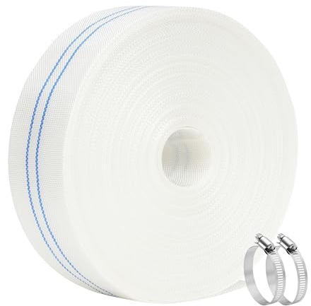 KOBAZ Lay Flat Discharge Hose 38 mm x 10 m with 2 Clamps | Compatible with Submersible Water Pump, Ideal for Swimming Pools, Filter Drainage, Ponds and Garden Water Transfer