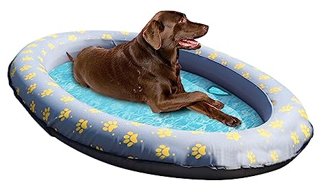HENYGEN Flotador inflable para perros para piscina, para cachorros, balsa flotante para piscina, suministros de viaje, balsa para mascotas