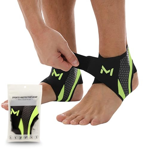 Vyranut Cavigliera Sportiva 2 Pezzi – Supporto Elastica in Nylon Traspirante con Doppia Fascia Regolabile a U – Unisex, per Corsa, Calcio, Fitness, Recupero Articolare (Taglia unica Nero + Verde)