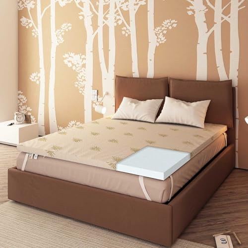 Baldiflex Topper per materasso Matrimoniale 160x190 cm in Poliuretano Altezza 3 cm, Coprimaterasso, Rivestimento Aloe Vera