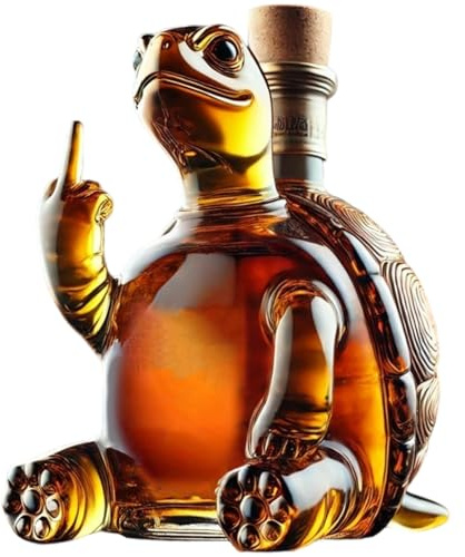 Decanter per whisky, Decanter per vino tartaruga da 350 ml che mostra il dito medio, fiaschetta per whisky in vetro trasparente 5, 1x5, 1x7, 1 con tappo per