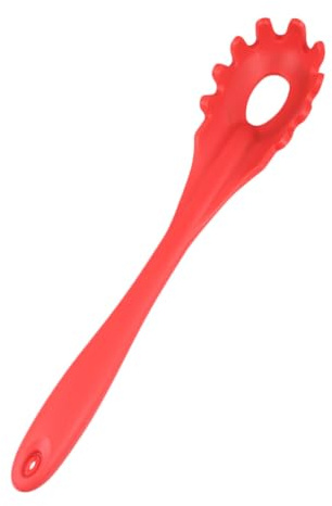 GRIRIW Cuillère à Spaghetti en Silicone Alimentaire Rouge, Louche Cuisine Ménagère Résistante la Chaleur, Ustensile Cuisine Pratique pour Pâtes, pour Usage Quotidien et Buffet – 1 Pièce