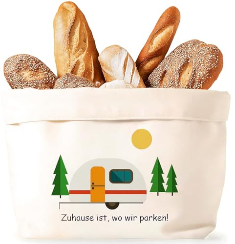 Domemit Camper Geschenke, Brotkorb, Camping Wohnwagen Zubehör Deko Gadgets | Geschenkkorb, Wiederverwendbare Brötchenkorb Frühstückskorb, Camping Geschenke, Camper Wohnmobil Gadgets, 37 x 25 x 15 cm