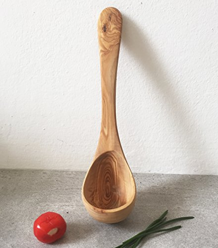 Mestolo medio in legno di ulivo/cucchiaio da zuppa/paletta in legno, lavorato a mano