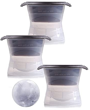 Kompanion XXL - Molde Esférico Para Cubitos de Hielo | Juego de 3 Máquinas para Hacer Bolas de Hielo | Perfecto para Cócteles y Vasos de Whisky | Molde para Bolas de Hielo de 6,5 cm/2,5 Pulgadas