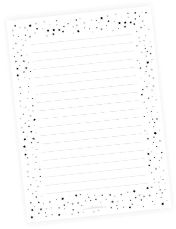 nikima Schönes für Kinder - A5 Notizblock Sterne grau schwarz - 50 Blatt liniert to do Liste Einkaufsliste Planer Notizzettel Rezeptblock Merkliste Organizer