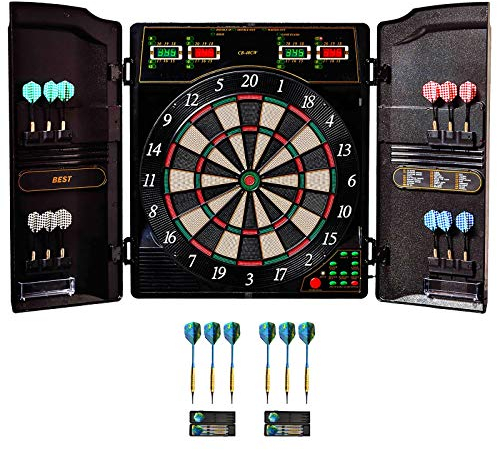 Best Sporting elektronische Dartscheibe Oxford 1.0, LED Dartautomat Cabinet mit 12 Dartpfeilen, Ersatzsspitzen und Netzteil (Oxford 1.0 + 6 Dartpfeile im Etui)