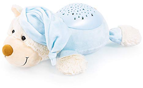 Bayer Design Einschlafhilfe, Schlummerlicht, Nachtlicht mit Sternenlicht, Bär Kuscheltier, Nachtlampe, Kinderlicht, Baby Kinder, blau