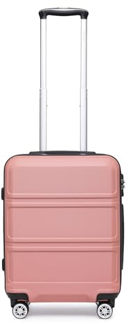 KONO Hartschalenkoffer Trolley Handgepäck 55x40x22cm Zwillingsrollen Reisekoffer mit TSA Schloss, 38 litres Rollkoffer (Rosegold)