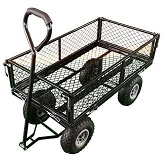 EG Heavy Duty Metal Black Garden Cart Utility Trolley Barrow Garden Mesh Home DIY