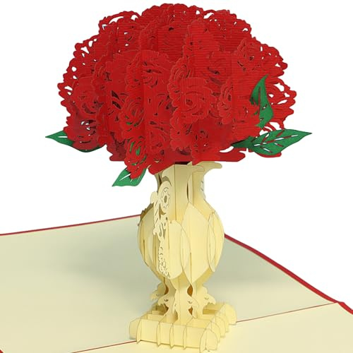 LINPOPUP®, LIN17627, Pop Up Karte Blumen, Pop Up Geburtstagskarte, Grußkarten Blumen, Klappkarte Geburtstagskarte, Muttertagskarte, Danke, Viel Glück, Gute Besserung, Pfingstrose, N360