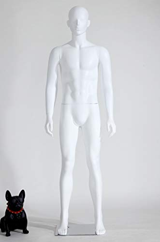 Neu Hochwertig Männlich Mann Maskulin schöne abstrakte Weiß Schaufensterpuppen Matt Nase und Mund geformt (Mann LM1-6 weiß matt)