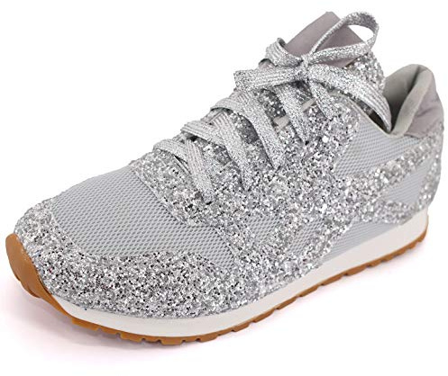Sneakers Med Glänsande Silver Paljetter (42)