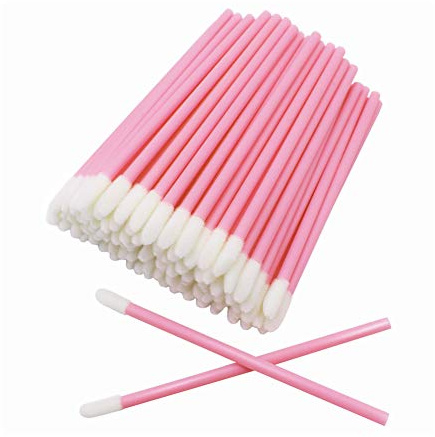 100 Pcs Disposable Lip Brushes Make Up Brush Lipstick Lip Gloss Wands Applicator Tool Makeup Beauty Tool Kits Pink