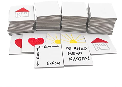 Spieltz Blanko Memo Karten (60 x 60 mm). Extra stabiles Memo Kartenspiel/Legespiel zum Bemalen oder Bekleben. (72 Karten, vorne + hinten weiß)