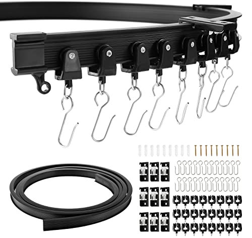 Dyna-Living Flexible, Bendable Curtain Track - Ceiling Mount, Room Divider - For Curtains & L/U Bay Windows 9.8ft (3M) - Black