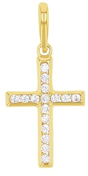 Amor Motivanhänger Damen Anhänger, mit Zirkonia synth., 1,7 cm, Gold, Kreuz, Kommt in Schmuck Geschenk Box, 2034135