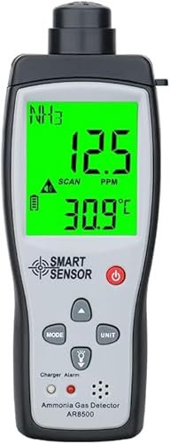 Smart Sensor AR8500 - Detector de gas amoníaco de mano, alarma digital NH³, probador de gas 0-100 ppm, con pantalla LCD grande