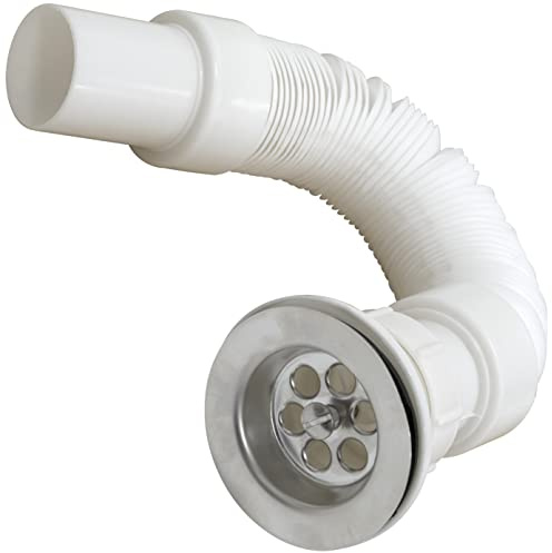 AERZETIX - C62735 - Sifón flexible 1 1/2'' para lavabo/fregadero con tubo/racor extensible - conexión de desagüe sanitario - diámetro exterior del sifón 72mm - en plástico