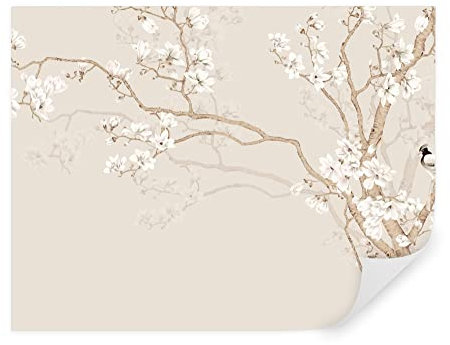 TAPEKO Papier Peint Panoramique Arbre Premium 360x250 cm style 3D Arbre en Fleurs et Oiseaux Papier Peint intissé pour Chambre Salon Décoration Murale u25842