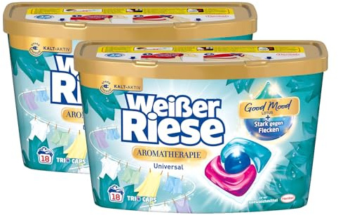 Weißer Riese Universal Trio-Caps Aromatherapie Floral Sensation 36 WL (2 x 18 Wäschen), Waschmittel mit Lotus, Vollwaschmittel mit intensivem Dufterlebnis