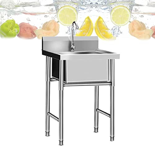 Sink Home Kitchen Sinks Tragbare Camp-Küchenspüle, freistehendes Spülbecken, Waschküchenspüle aus Edelstahl 304, 50/60/70/100/120 cm kommerzielles Händewaschen,
