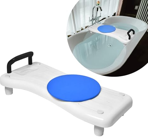 CEEDIR 75,5 x 34 cm badhylla med roterande skiva badstol för seniorer justerbar 41–63 cm badsits sits badhylla för badkar duschhylla för badrum - svart handtag