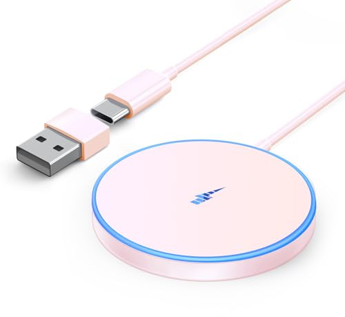 Magnetic Wireless Charger Fast Apple MagSafe Charger Compatible with iPhone 17Pro Max/17Pro/17Air/17/16/15/14/13/12 Series AirPods 4-2 LED Magnet Charging Pad MagSafe Charger with Dual Charging Ports