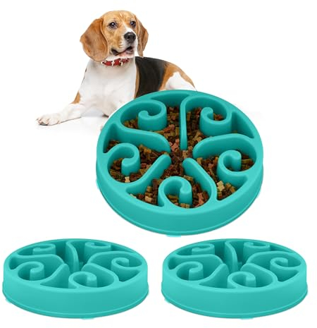 3x Ciotola Anti-Ingozzamento per Cani, Ø 30 cm, Lenta Assunzione del Cibo, Adatta alla Lavastoviglie, Blu