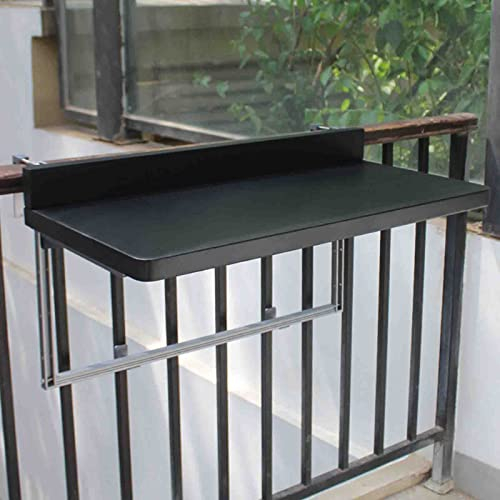 Geländer-Decktische – Balkon-Klapptisch mit hängendem Geländer, 5-fach höhenverstellbarer, zusammenklappbarer Terrassen-Beistelltisch für den Außenbereich, Balkontisch zum Einhängen, Höhe des Schreib