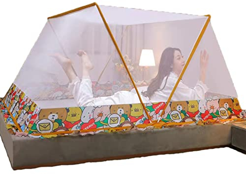 ISCBAFYX Faltbares Moskitonetz, 4 Eckbett-Himmelbett-Himmelbett-Zelte, Schlafzimmer-Dekorationszubehör, Dekor-Baldachin, einfach zu demontierendes Baldachin-Zelt,E,135 * 190 * 80CM