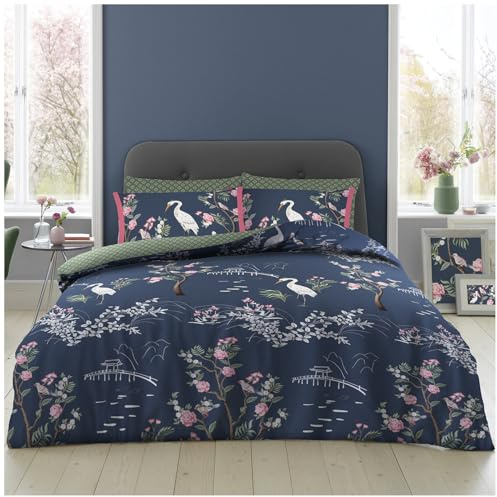 GC GAVENO CAVAILIA Polycotton Flower Bedding Double Bed Set, Reversible Floral Duvet Cover (200x200 cm), Breathable Comforter Bed Cover Set, Maki