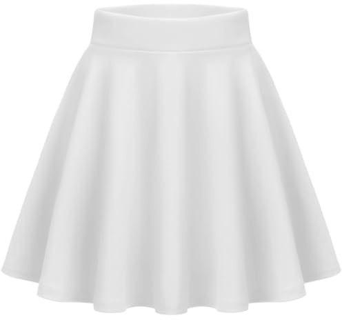 Zeagoo Women's Mini Skirt Basic Pleated Skirts Short Skater Skirt White