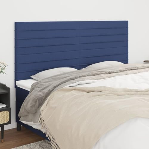 THOYTOUI Kopfteile, Bed headboard Rückenkissen Bett Bett Kopfteil Kopfenden Geeignet für Wohnung Hotel Mehrbettzimmer Gästezimmer 4 STK. Blau 80x5x78/88 cm Stoff