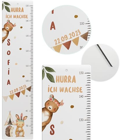 KIDSMOOD Personalisierte Messlatte aus Aluverbund für Kinder, Geburtstags- & Taufgeschenk mit Namen, Individuelle Kinderzimmer Dekoration für Mädchen und Jungen