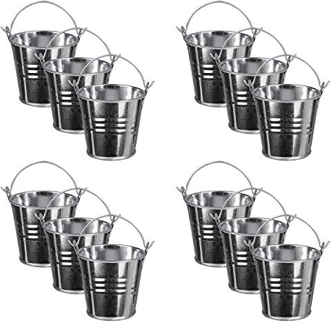 Mini Secchio in Metallo, 12 Pezzi Piccolo Secchiello Vasi per Regalo Bomboniera Matrimoni Battesimo Feste, Scatola di Caramelle, Candele Votive, Secchielli Portaconfetti, Piantine