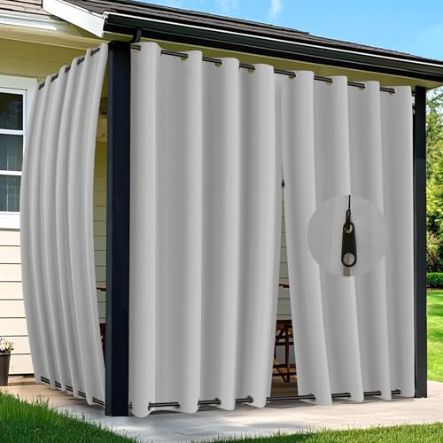 Arfntevss Outdoor-Vorhänge für Terrasse, wasserdicht, 2 Paneele, Verdunkelungsvorhänge, extra breite Vorhänge mit Reißverschluss oben und unten, mit Ösen, Sonnenblockierung, für Pavillon, Veranda (110