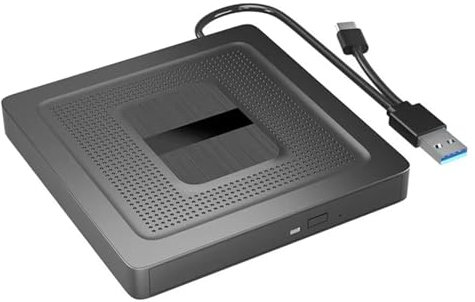 Fuhjythy Unidad Externa BLU-Ray 2 en 1 USB3.0 Tipo C, Grabadora de CD, DVD, BD, Lector, Reproductor, Unidad Óptica Portátil para PC y Portátil