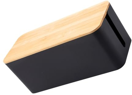 DIYEAH Boîte de Rangement pour Câbles Gestionnaire de Lignes Électriques Rond en Plastique et Bois Imitation Bois Collecte des Câbles pour Bureau et Salon