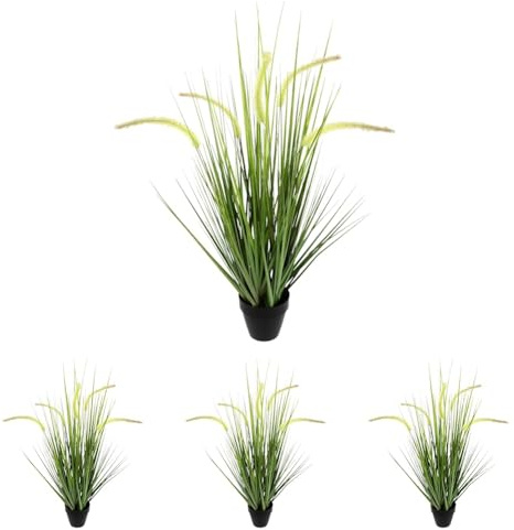 Künstliches Fuchsschwanzgras im Topf Gras Kunstpflanze Kunstgras Grünpflanzen Dekogras Grasbüschel Ziergras Solitärgras Deko Grasarrangement Borstenhirse Panicoideae Süßgräser Setaria (Packung mit 4)
