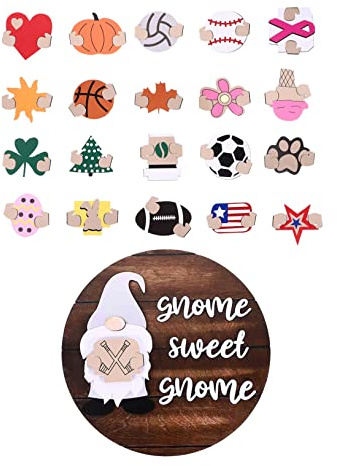 Cabilock 1 Set DIY Wooden Gnome Hanging Board with Patches for Front Door Decor for Home and Garden Unique Gnome Doorplate Ornament for Seasonal Celebrations