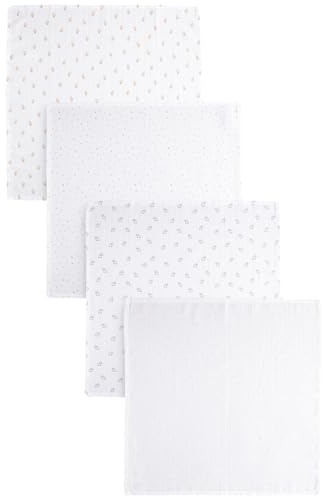 NEXT Nyfödda unisex Muslindukar baby 4-pack White Delicate Animal Large
