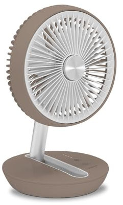 TROTEC Ventilatore da tavolo TVE 2B - Mini ventilatore silenzioso da 25 W, 2 livelli, girevole a 360°, ideale per ufficio, camera da letto, campeggio, viaggi e casa, compatto, beige